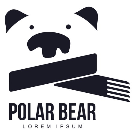 Stylized graphic polar bear logo templates. Collection of creative polar bear logotype templates, growth, development, power concept. Vector illustration isolated on white background.のイラスト素材