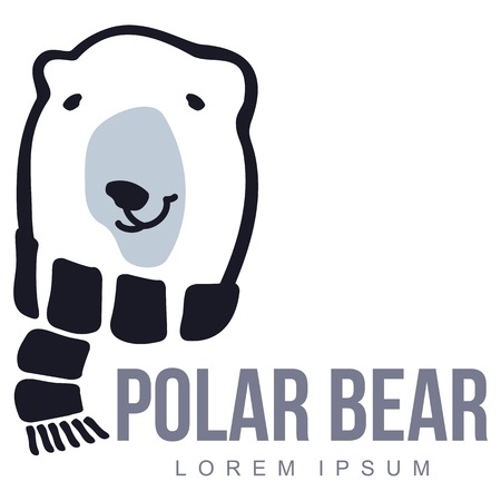 Stylized graphic polar bear logo templates. Collection of creative polar bear logotype templates, growth, development, power concept. Vector illustration isolated on white background.のイラスト素材