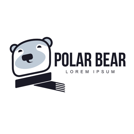 Stylized graphic polar bear logo templates. Collection of creative polar bear logotype templates, growth, development, power concept. Vector illustration isolated on white background.のイラスト素材