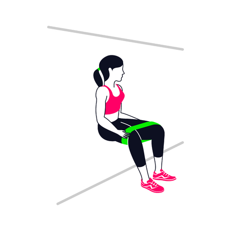 Workout pose with a green band.のイラスト素材