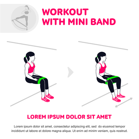 Workout pose with a green band.のイラスト素材