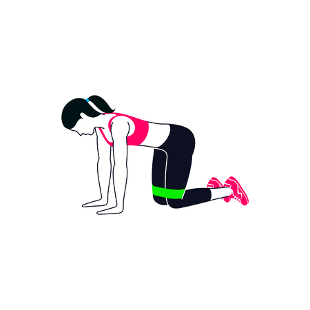 Workout pose with green band.のイラスト素材