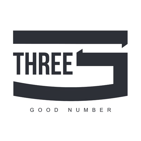 Number three logo templates. Black and white graphic number three logo templates, corporate identity, vector illustrations isolated on white background.のイラスト素材