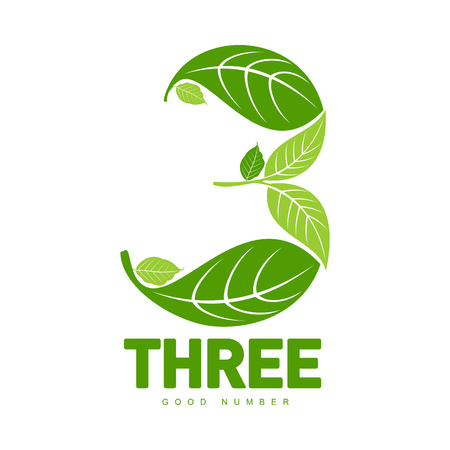 Number three logo templates. Full color graphic number three logo templates, corporate identity, vector illustrations isolated on white background.のイラスト素材