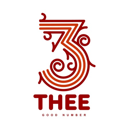 Number three logo templates. Full color graphic number three logo templates, corporate identity, vector illustrations isolated on white background.のイラスト素材