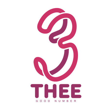 Number three logo templates. Full color graphic number three logo templates, corporate identity, vector illustrations isolated on white background.のイラスト素材