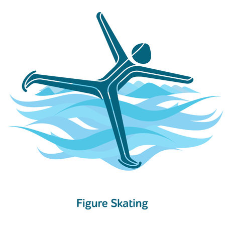 Figure Skating icon. Sport species of events in 2018. Winter sports games icons, vector pictograms for web, print and other projects. Vector illustration isolated on a white backgroundのイラスト素材