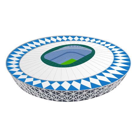 Isometric icon or infographic element soccer arena. Football stadium buildings. Vector illustration on white backgroundのイラスト素材