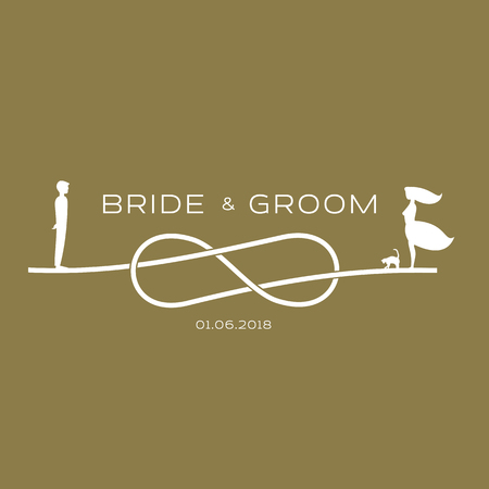 Elegant design templates for wedding card. Wedding logo for business sign, monogram identity for restaurant, boutique, cafe, hotel. Vector illustration isolated on white background.のイラスト素材
