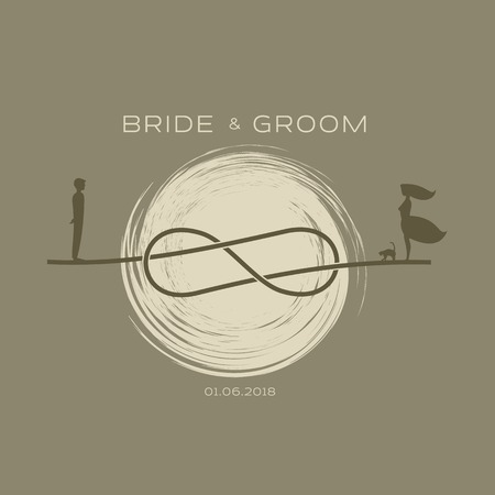 Elegant design templates for wedding card. Wedding logo for business sign, monogram identity for restaurant, boutique, cafe, hotel. Vector illustration isolated on white background.のイラスト素材