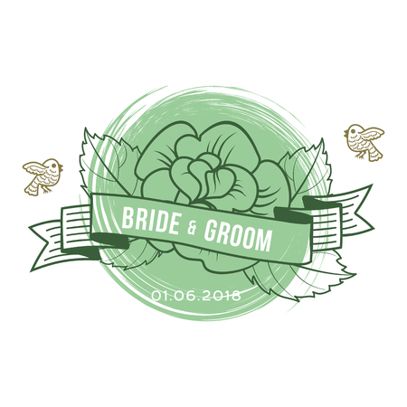 Elegant design templates for wedding card. Wedding logo for business sign, monogram identity for restaurant, boutique, cafe, hotel. Vector illustration isolated on white background.のイラスト素材