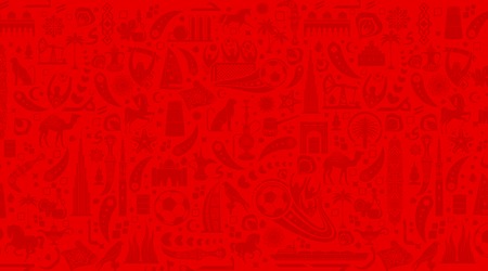 Vector illustration red background. Lettering welcome to United Arab Emirates. World of UAE pattern with modern and traditional elements. 2018, 2019 trend. Asian Football Cupのイラスト素材