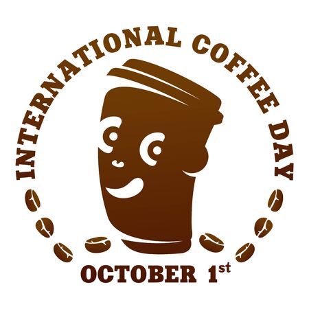 Coffee logo templates. Abstract two colors International coffee day logo templates for your design. Badges, labels, banners , business templates. Vector illustration isolated on white backgroundのイラスト素材