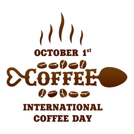 Coffee logo templates. Abstract two colors International coffee day logo templates for your design. Badges, labels, banners , business templates. Vector illustration isolated on white backgroundのイラスト素材