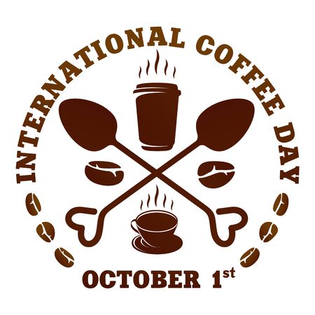 Coffee logo templates. Abstract two colors International coffee day logo templates for your design. Badges, labels, banners , business templates. Vector illustration isolated on white backgroundのイラスト素材