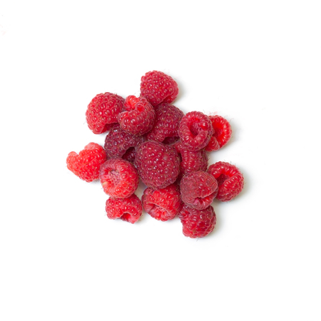 Raspberry with leaves isolated on white background. Set of Ripe raspbarry