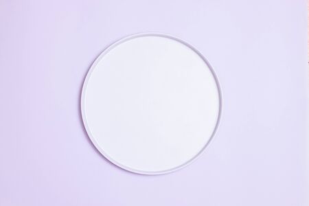 Lavender flower bouquet on lilac background. Purple flower on table. Top view, flat lay designの写真素材