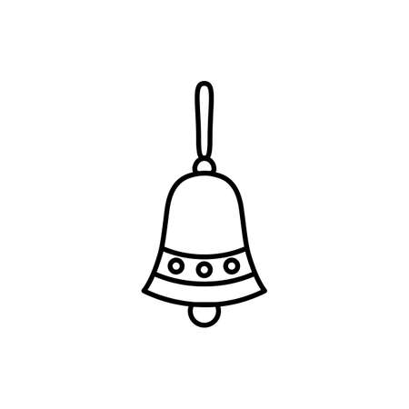 Cristmas bell line icon. Xmas handbell on white backgroundのイラスト素材