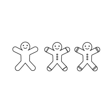 Gingerbread man line icon, christmas and sweet, cookie sign, vector graphics on white backgroundのイラスト素材
