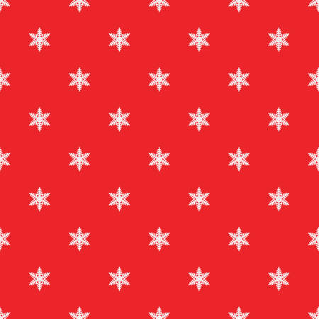 Christmas winter red snowflake seamless pattern on pink background for holiday wrapper paper or xmas card in retro, vintage design. Cute illustration for festive decorのイラスト素材