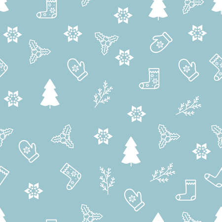 Christmas winter red snowflake seamless pattern on pink background for holiday wrapper paper or xmas card in retro, vintage design. Cute illustration for festive decorのイラスト素材