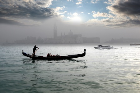 Venice with gondola in Italyの写真素材
