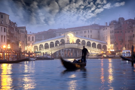 Venice with Gondolier on Grand Canal, Italy の写真素材