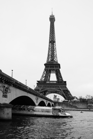 Eiffel Tower in black and white style, Paris, Franceの写真素材