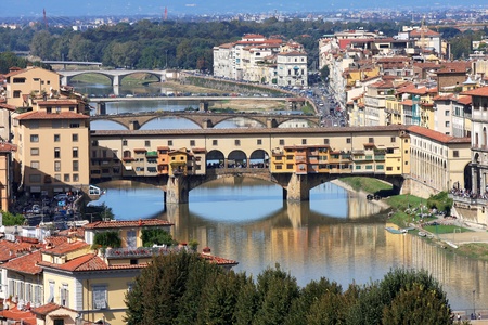 Famous bridge Ponte Vecchio in Florence, Italy の写真素材