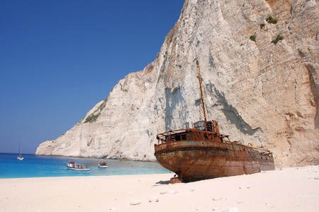 Famous European Beach Navagio in Zakynthos Island, Greece, part of Ionian Islandsの写真素材