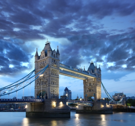 Tower Bridge in the evening, London, Englandの写真素材