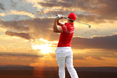 Man playing golfの写真素材