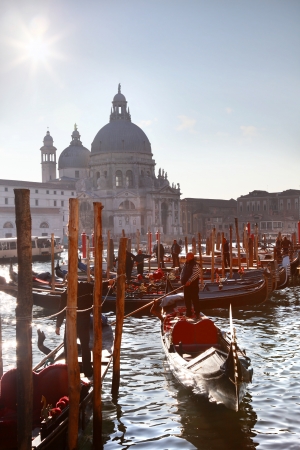 Venice with gondolas on Grand canal in Italyのeditorial素材