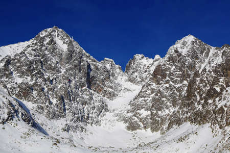 Amazing view of High Mountains in the winterの写真素材