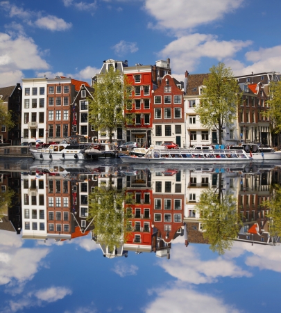 Amsterdam with main canal in Hollandの写真素材