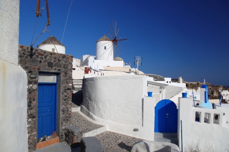 Oia village in Santorini island, Greeceの写真素材