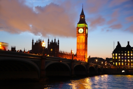 Big Ben in the evening, London, Englandの写真素材