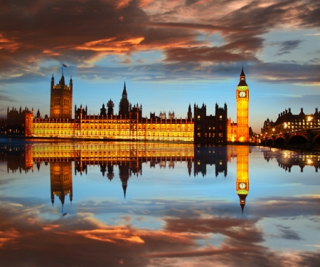 Big Ben in the evening, London, Englandの写真素材