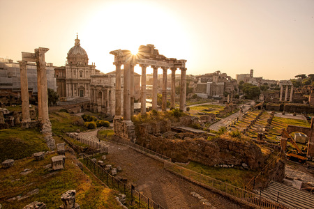 Famous Roman ruins in Rome,  Capital city of Italyの写真素材