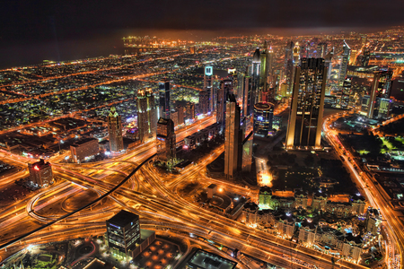  Night view from Burj Khalifa in Dubai, UAEのeditorial素材