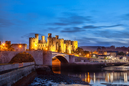 Famous Conwy castle in Wales, United Kigdom, series of Walesh castles