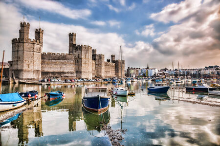 Caernarfon Castle in Wales, United Kingdom, series of Walesh castlesのeditorial素材
