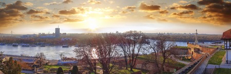 Statue of Victory with a monument in capital city Belgrade, Serbiaのeditorial素材