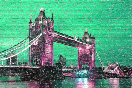 Famous Tower Bridge in Artwork style in London, Englandの写真素材