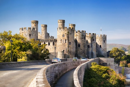 Famous Conwy Castle in Wales, United Kingdom, series of Walesh castlesの写真素材