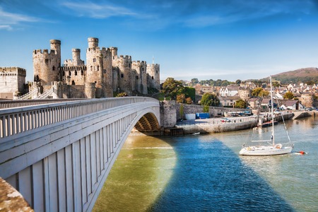 Famous Conwy Castle in Wales, United Kingdom, series of Walesh castles