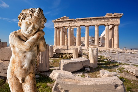 Famous Parthenon temple on the Acropolis in Athens Greeceの写真素材