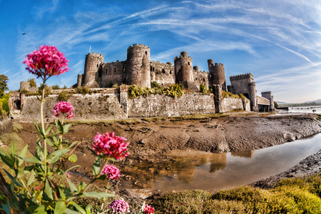 Famous Conwy Castle in Wales, United Kingdom, Walesh series of castlesのeditorial素材