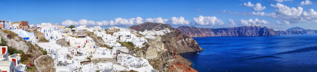 Panorama of Oia village on Santorini island in Greeceの写真素材