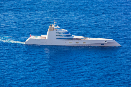 Super Luxury Yacht against azure seaのeditorial素材